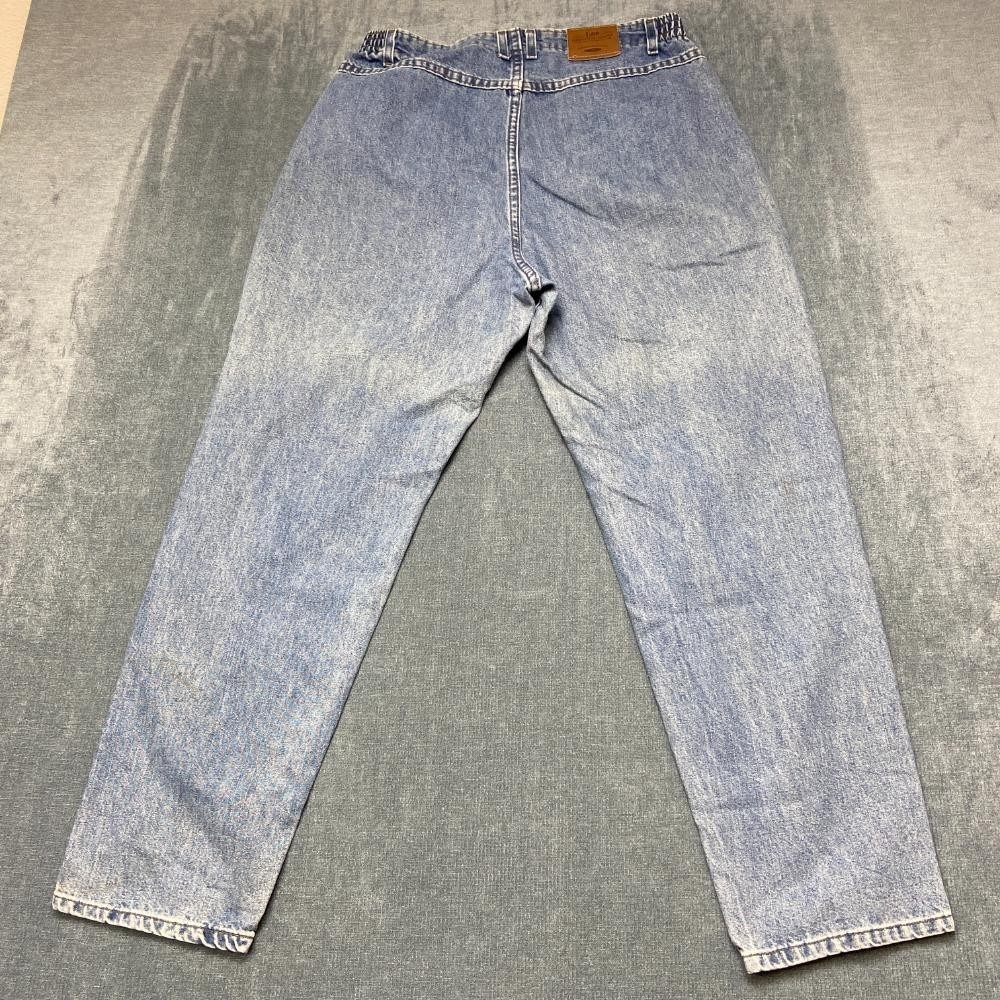 Lee Jeans Womens 14 Petite 32x27 Blue Denim Cotton Tapered Leg Elastic Waist